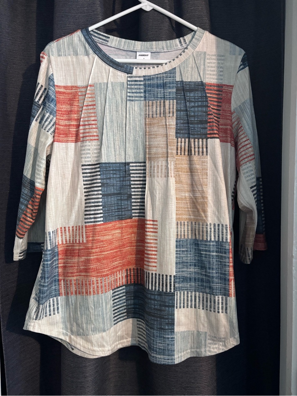 Geometric Patchwork Long-Sleeve Top - Multicolor